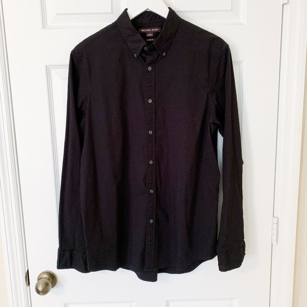 Michael Kors Button Down Black Classic Fit Shirt